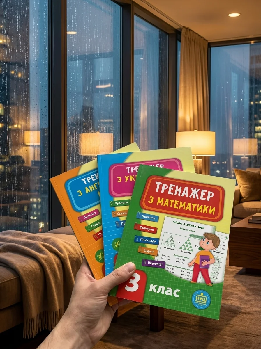 Комплект із 3 шт: Тренажер НУШ 3 клас (Математика, Українська мова, Англійська мова), обкладинка