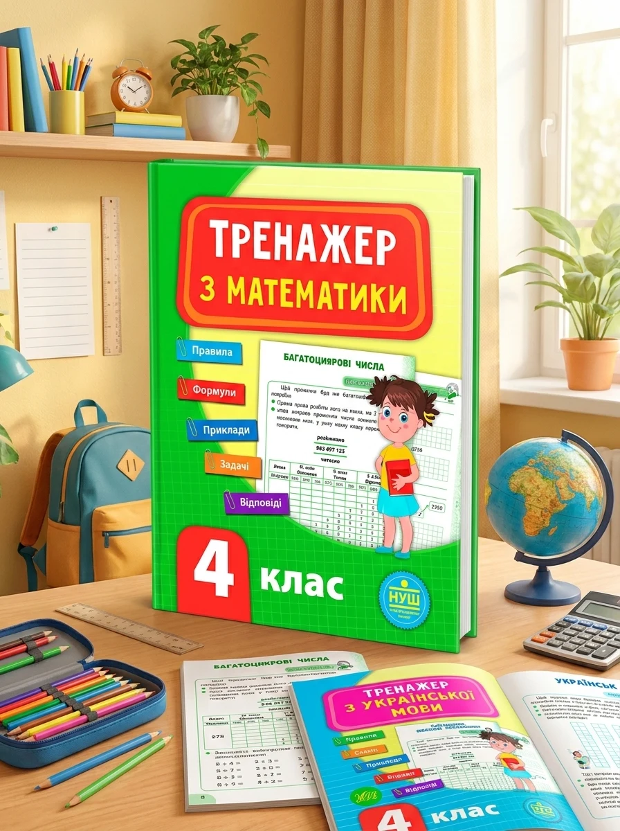 Комплект із 3 шт: Тренажер НУШ 4 клас (Математика, Українська мова, Англійська мова) — Навчальна література