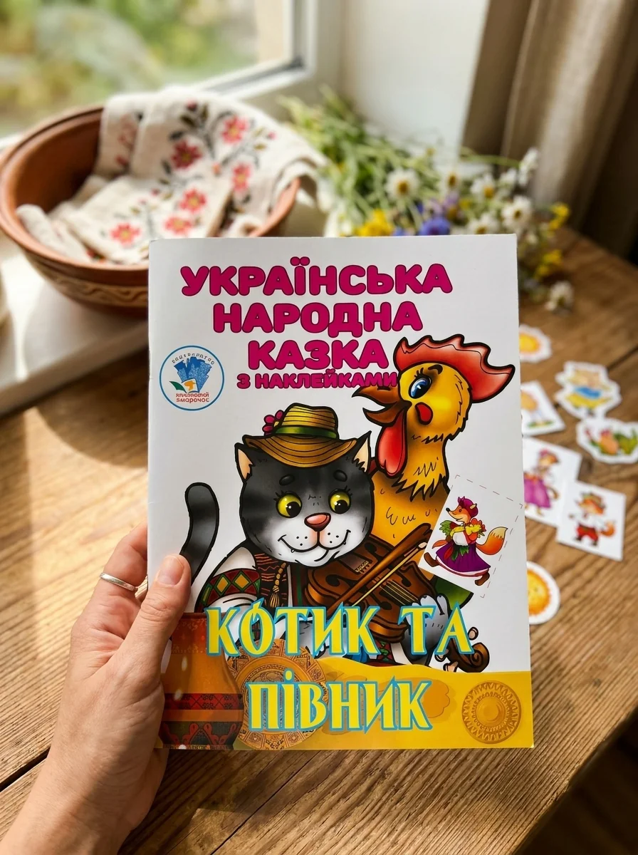 Котик та Півник. Українська народна казка з наклейками — Дитяча література