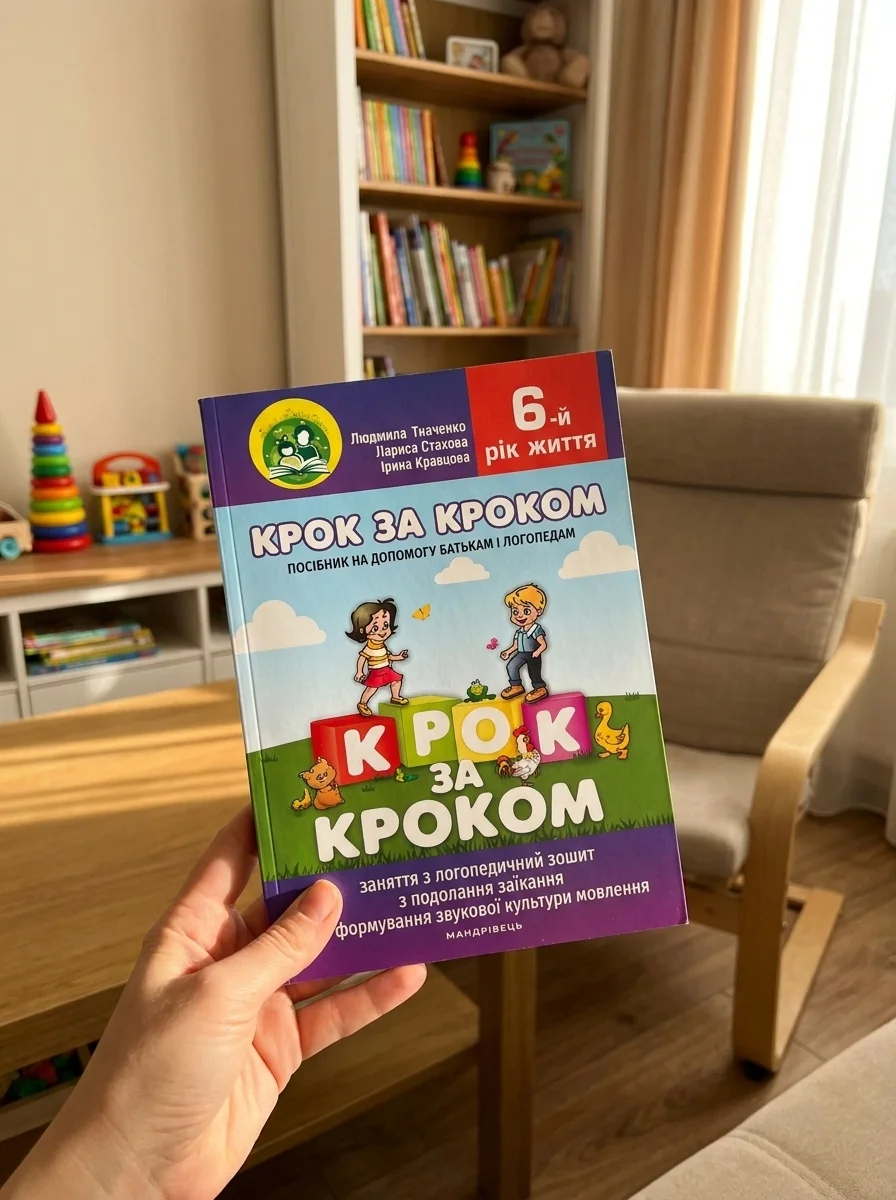 Крок за кроком : домашній логопедичний зошит+посібник на допомогу батькам із подолання заїкання — Ткаченко Л., обкладинка