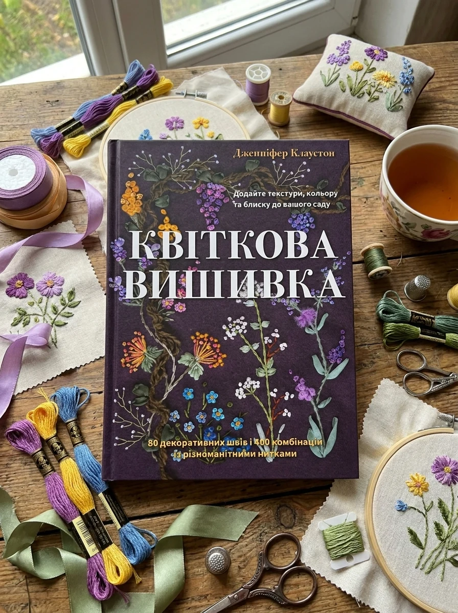 Квіткова вишивка. 80 декоративних швів і 400 комбінацій із різноманітними нитками — Дженніфер Клаустон, обкладинка