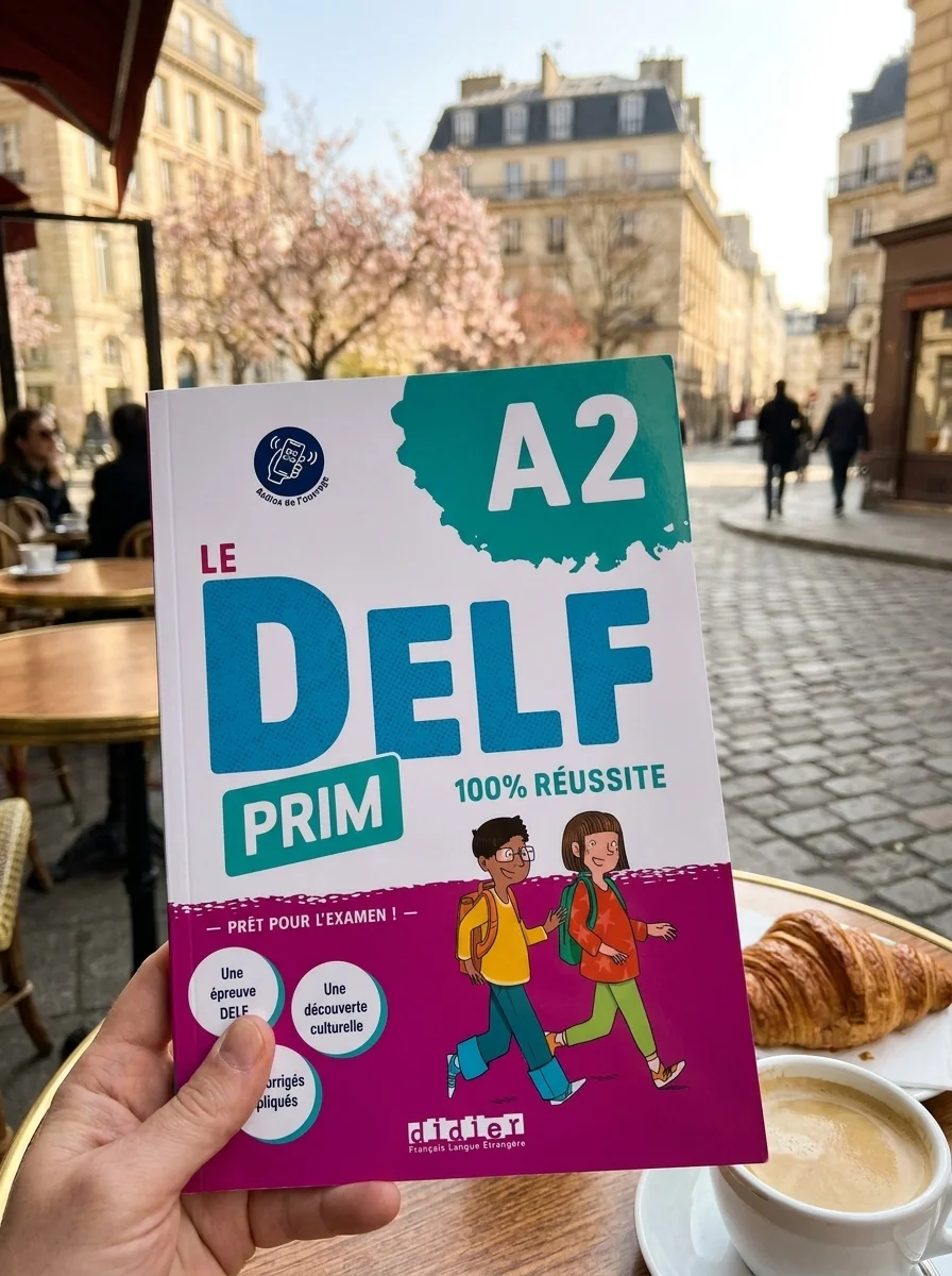 Le DELF Prim A2 100% réussite Livre + didierfle.app — Марі Гуелью, обкладинка