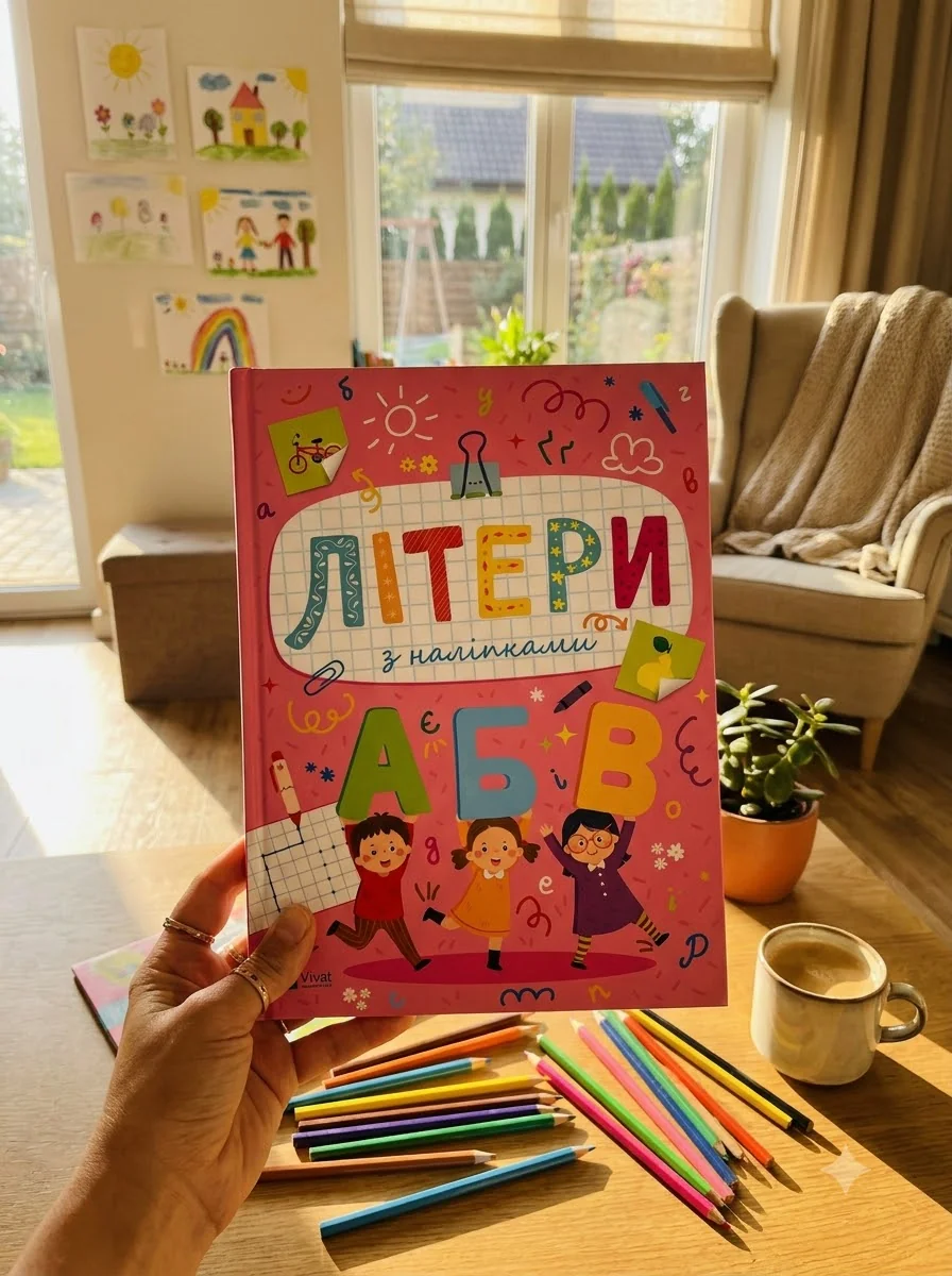 Книга Літери з наліпками — Ольга Шевченко, обкладинка