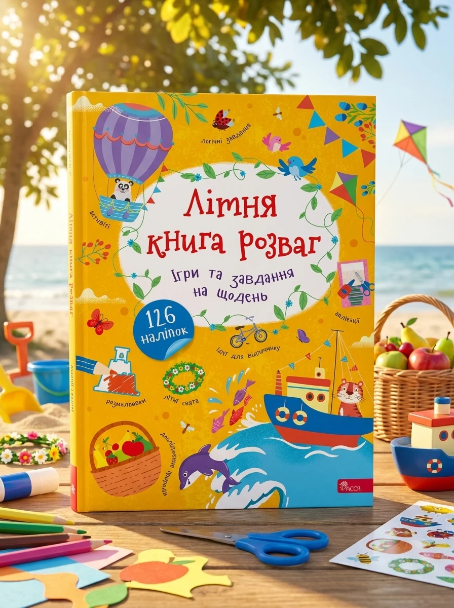 Літня книга розваг. Ігри та завдання на щодень (+ наліпки) — Дитяча література