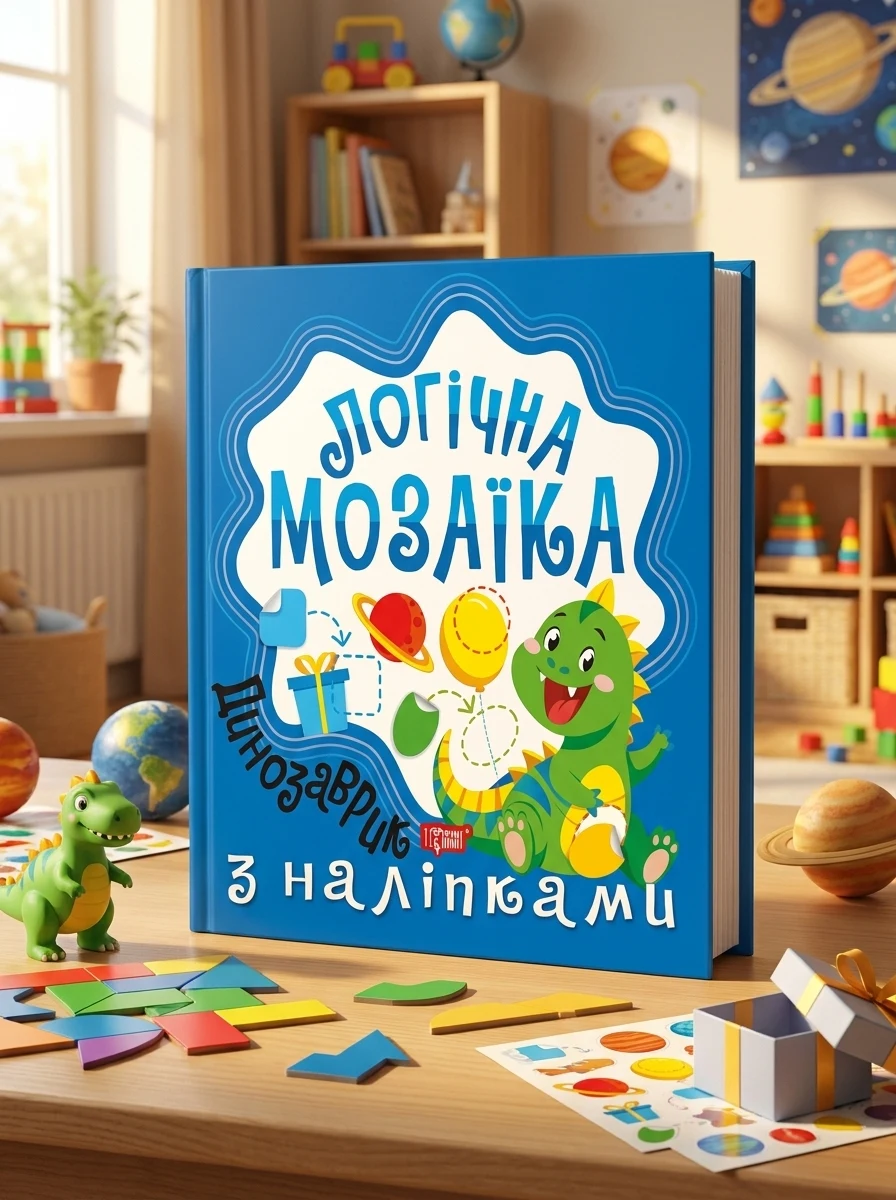 Логічна мозаїка. Динозаврик з наліпками