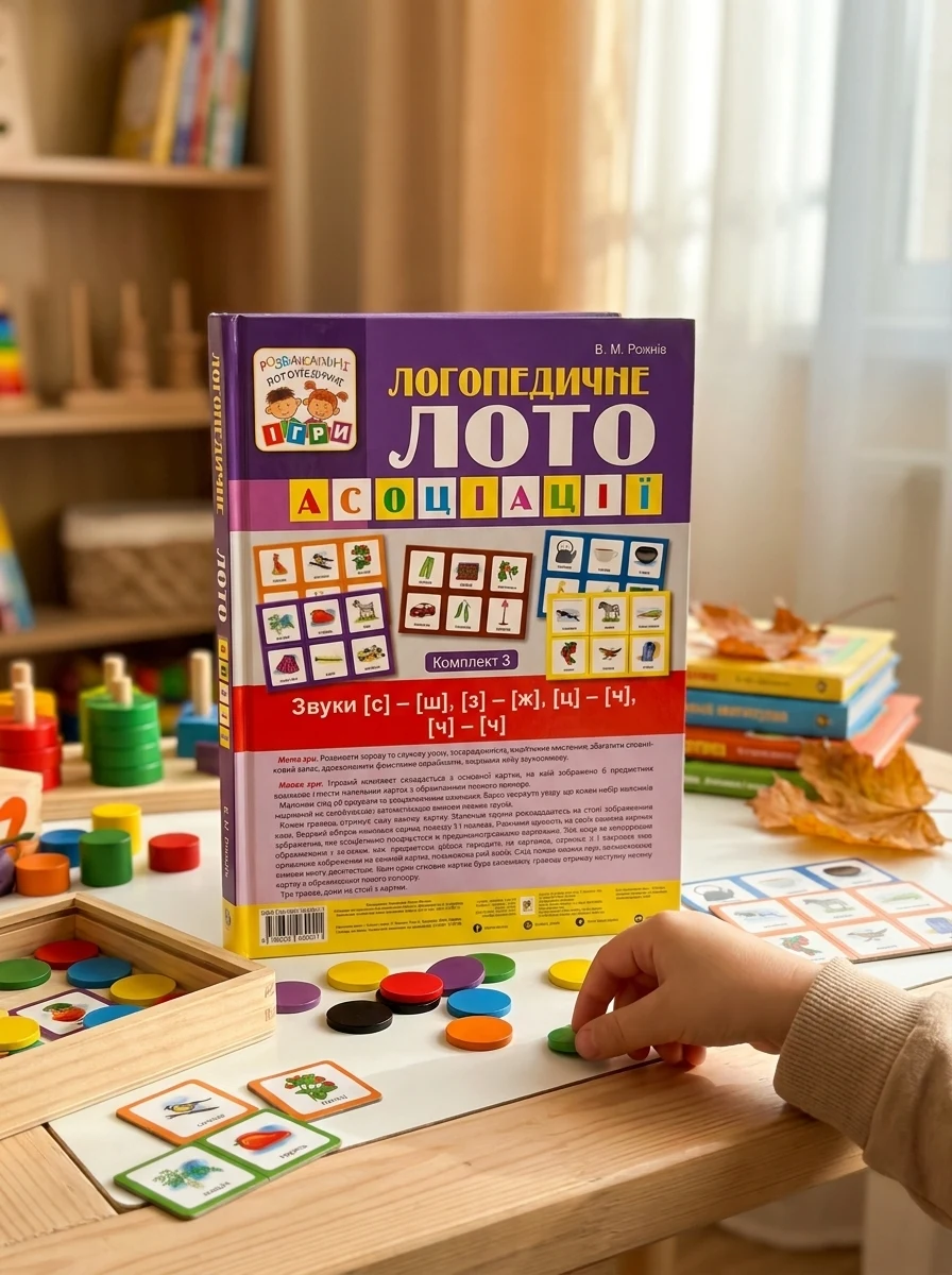 Логопедичне лото. Асоціації у 4 ч-х частинах. Комплект 3. Звуки [с]-[ш], [з]-[ж], [ц]-[ч], [ч]-[ч]