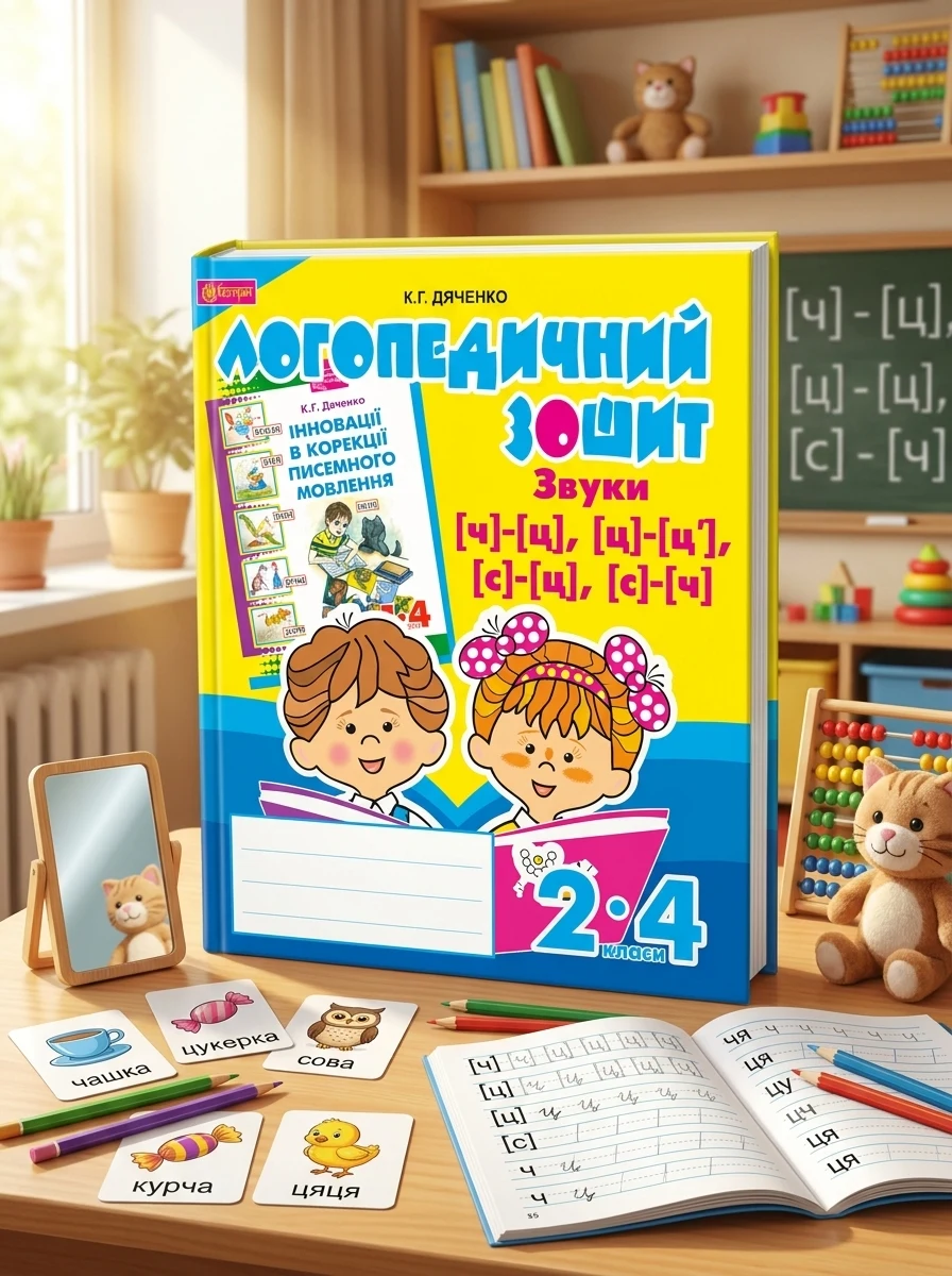 Логопедичний зошит для учнів 2-4 класів. Звуки [ч]-[ц], [ц]-[ц'], [с]-[ц], [с]-[ч] — Вивчення мов