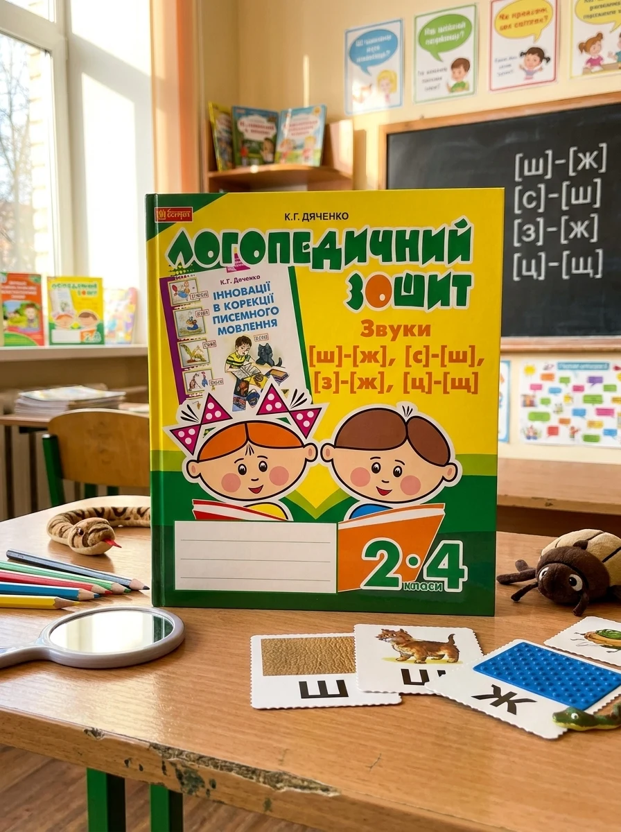 Логопедичний зошит для учнів 2-4 класів.Звуки [ш]-[ж], [с]-[ш], [з]-[ж], [ц]-[щ] — Вивчення мов