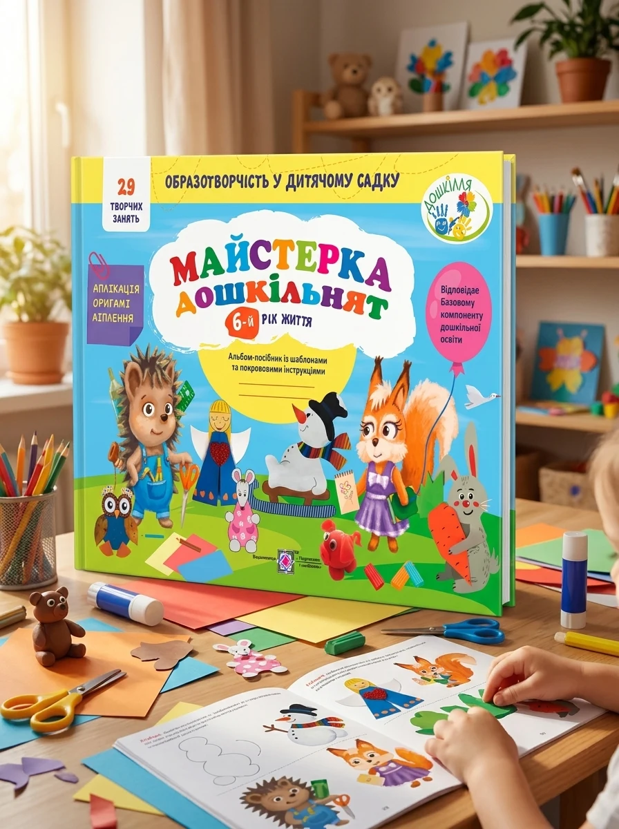 Майстерка дошкільнят. Альбом-посібник із шаблонами та покроковими інструкціями для дітей 6-го року життя — Дім, сім'я, релігія
