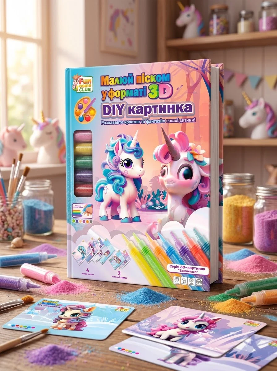Малюй піском FunGame 44074 6 карток 6 кольорів піску