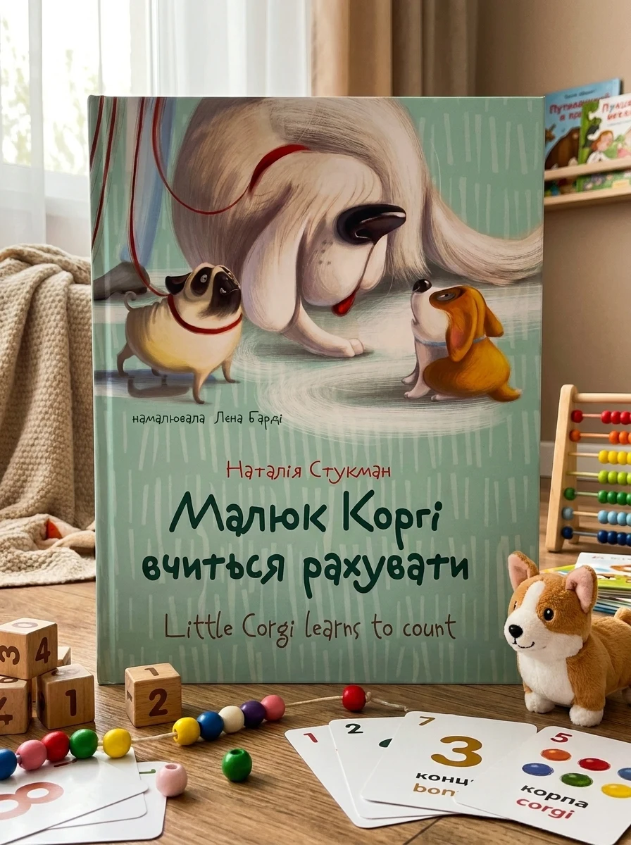 Малюк Коргі вчиться рахувати. Книжка-білінгва — Вивчення мов