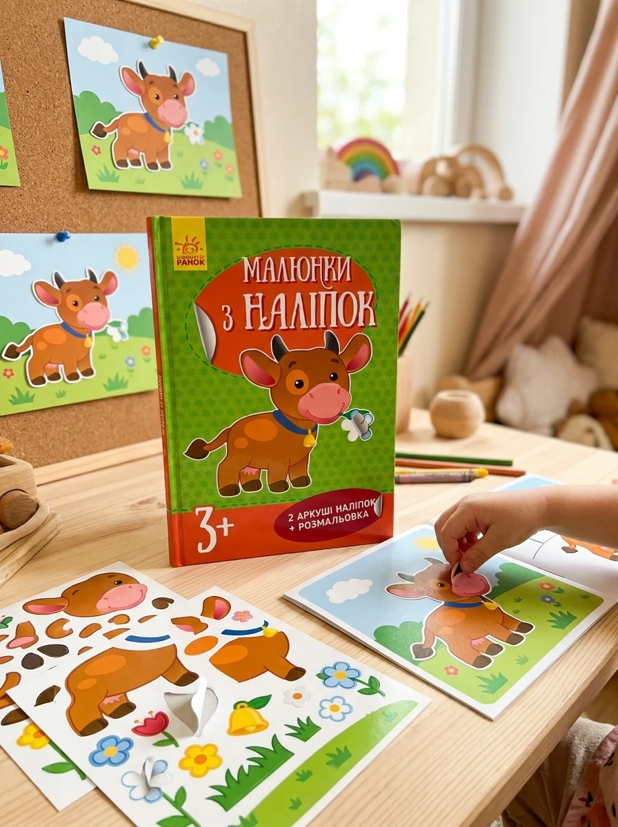 Малюнки з наліпок: Корова — Дитяча література