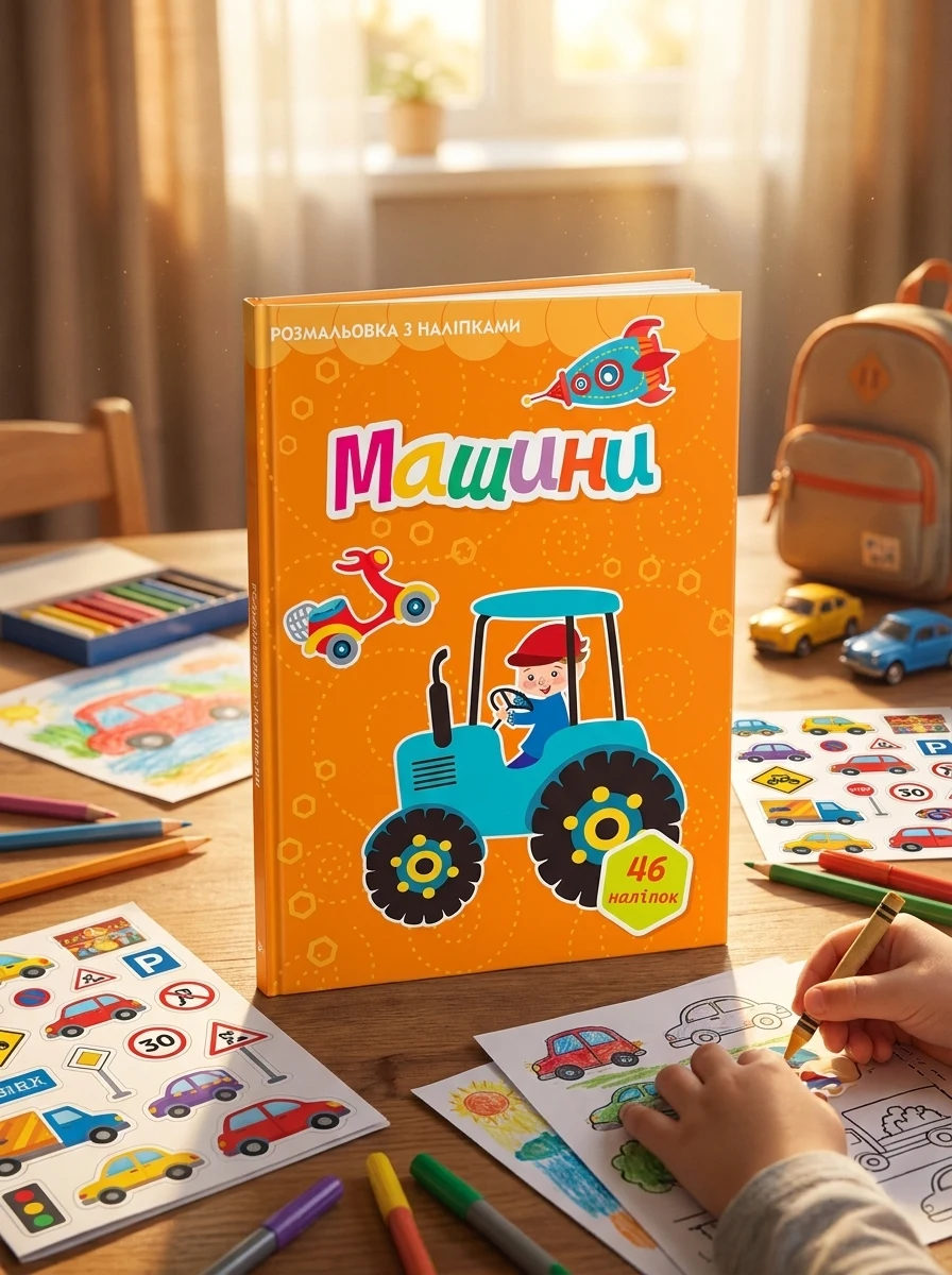Машини. Розмальовка з наліпками, — Дитяча література