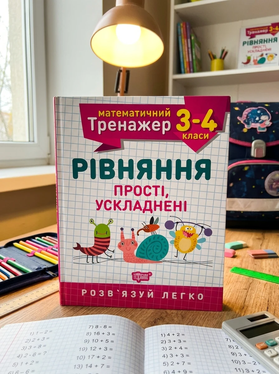 Математичний тренажер. 3-4 клас. Рівняння прості, ускладнені — Дитяча література