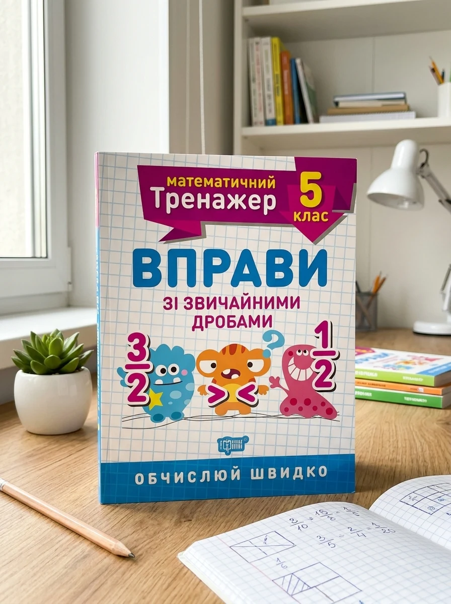 Математичний тренажер. 5 клас. Вправи зі звичайними дробами — Вивчення мов