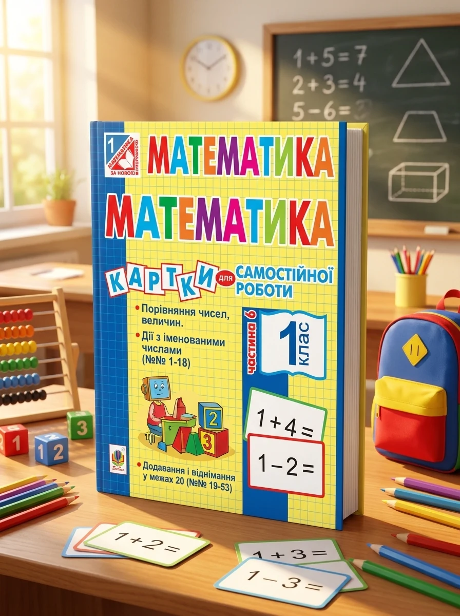 Математика. 1 клас. Картки для самостійної роботи. Частина шоста