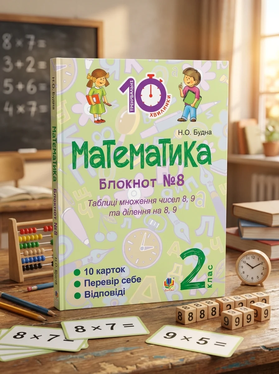 Математика. 2 клас. Зошит №8. Таблиці множення чисел 8, 9 та ділення на 8, 9 — Вивчення мов