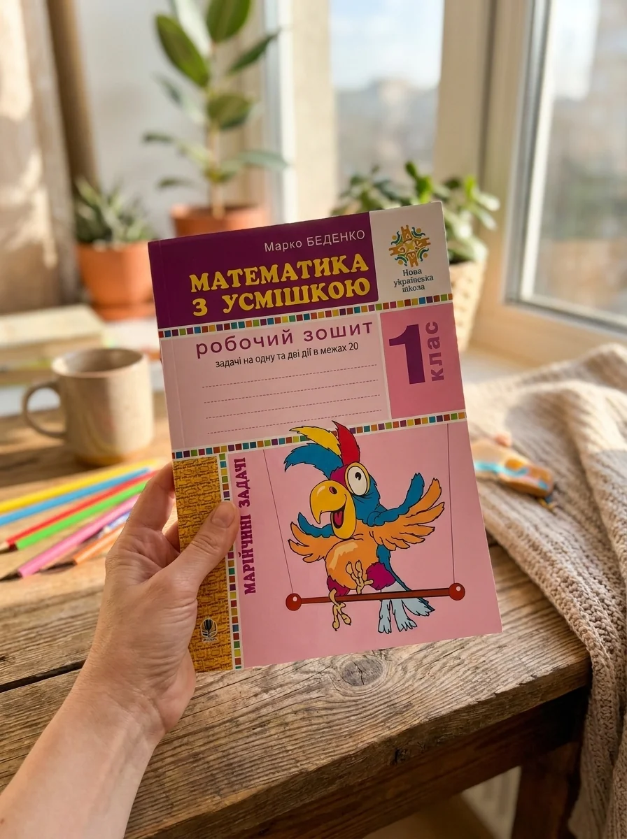 Математика з усмішкою. 1 клас. Марійчині задачі. Робочий зошит — Марко Беденко, обкладинка