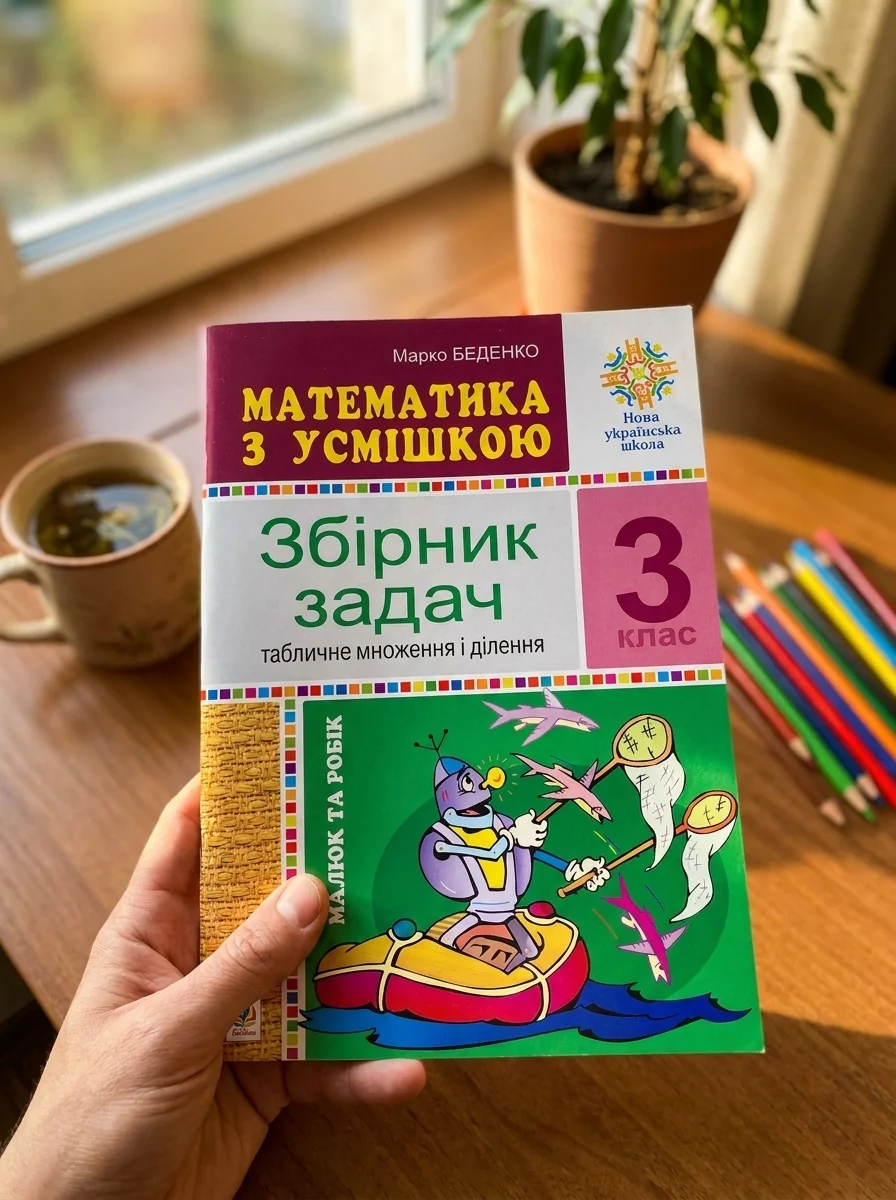 Математика з усмішкою. 3 клас. Малюк та Робік. Табличне множення і ділення — Марко Беденко, обкладинка