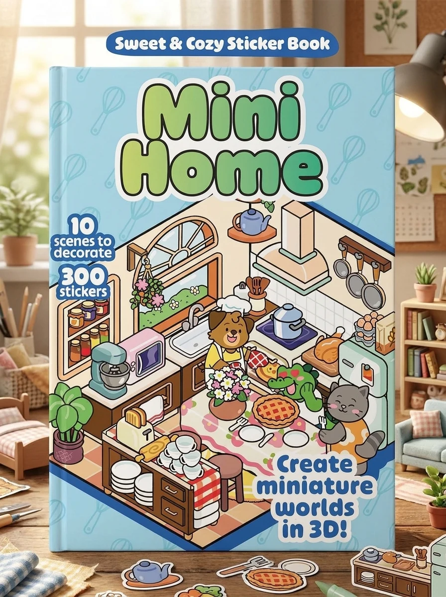 Mini Home Sweet & Cozy Sticker Book: 10 Scenes to Decorate with 300 Stickers! Create Miniature Worlds in 3D!