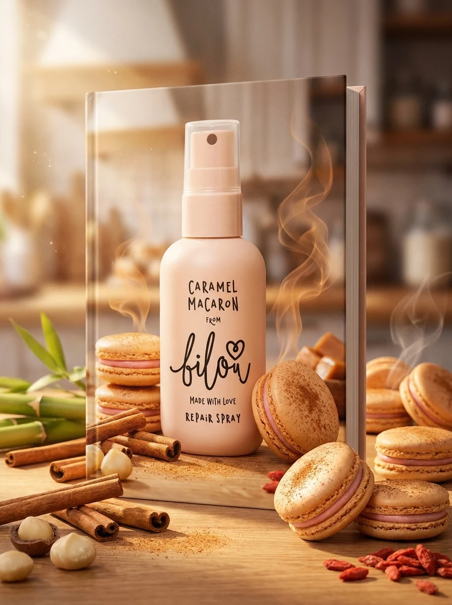 Міні-відновлюючий спрей для волосся Bilou Caramel Macaron 50 мл, фото 2