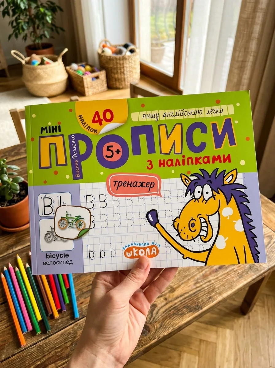 Мініпрописи з наліпками. Пишу англійською легко (5+) — Підготовка до школи