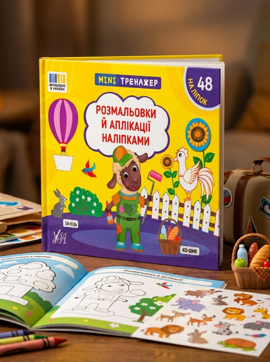 Мінітренажер. Розмальовки й аплікації наліпками — фото 2