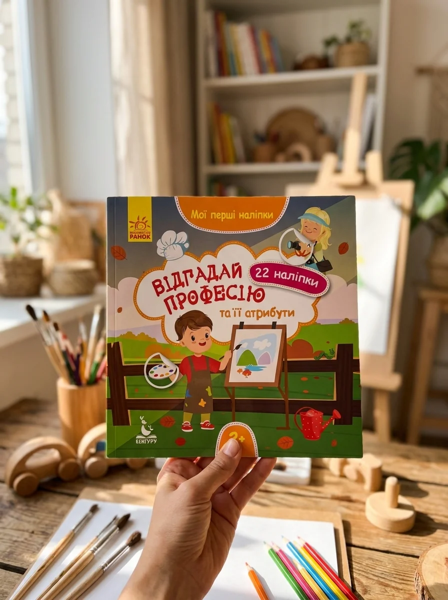 Мої перші наліпки. 2+ Відгадай професію та її атрибути. 22 наліпки — Книги з наліпками