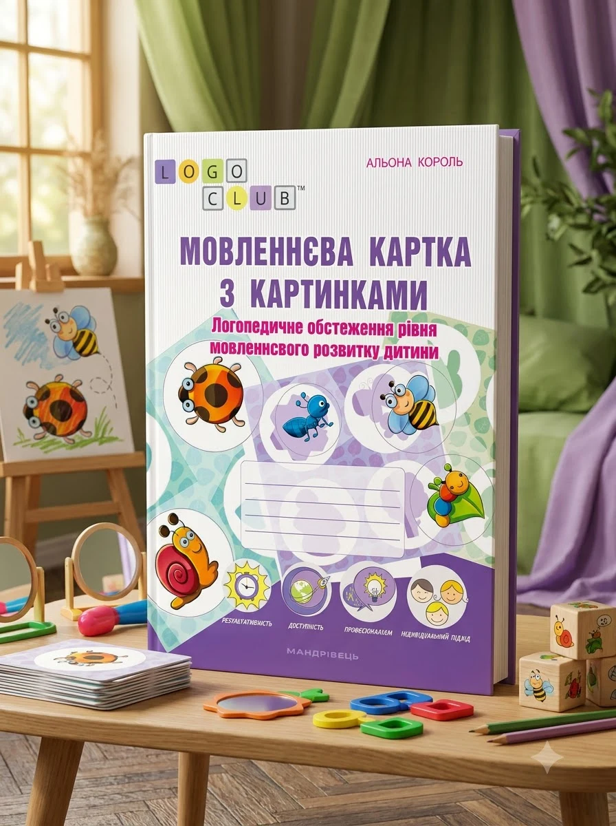 Мовленнєва картка з картинками. Логопедичне обстеження рівня мовленнєвого розвитку дитини — Альона Король, обкладинка