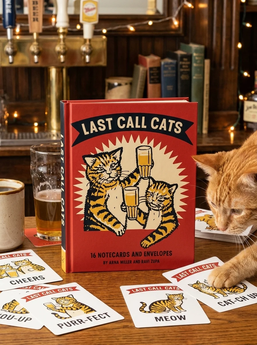 Набір картонних карток для вивчення англійської мови Last Call Cats Notecards — Арна Міллер, обкладинка