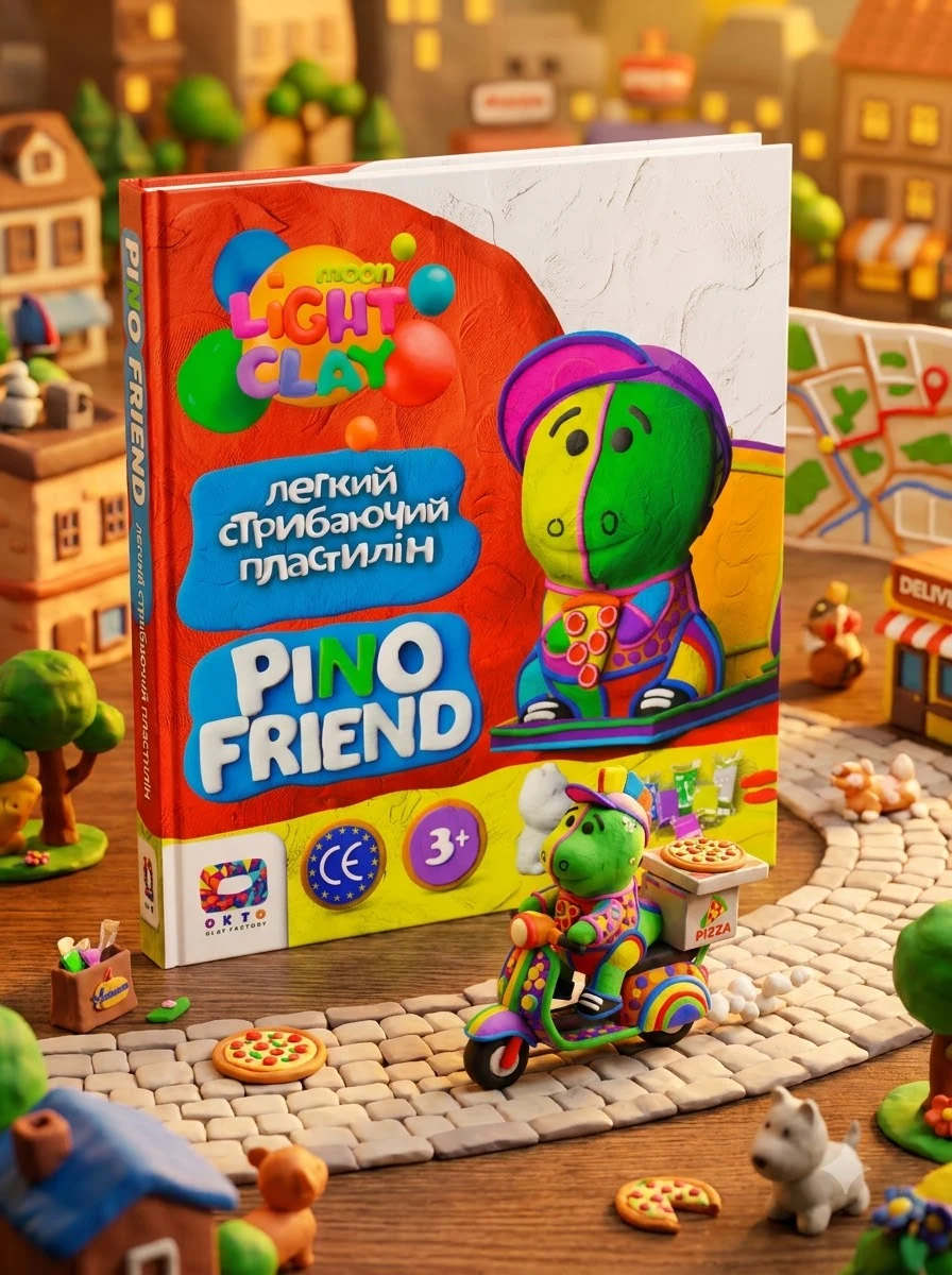 Набір легкого стрибаючого пластиліну Pino Friend Дракончик РОККІ ТМ Moon light clay 70060