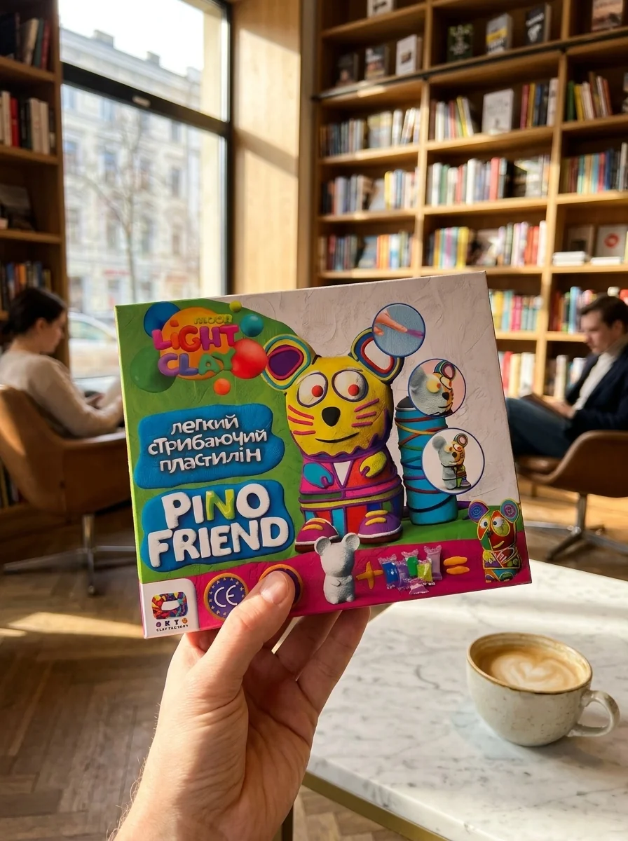 Набір легкого стрибаючого пластиліну Pino Friend Мишка ТОММІ ТМ Moon light clay 70058, обкладинка