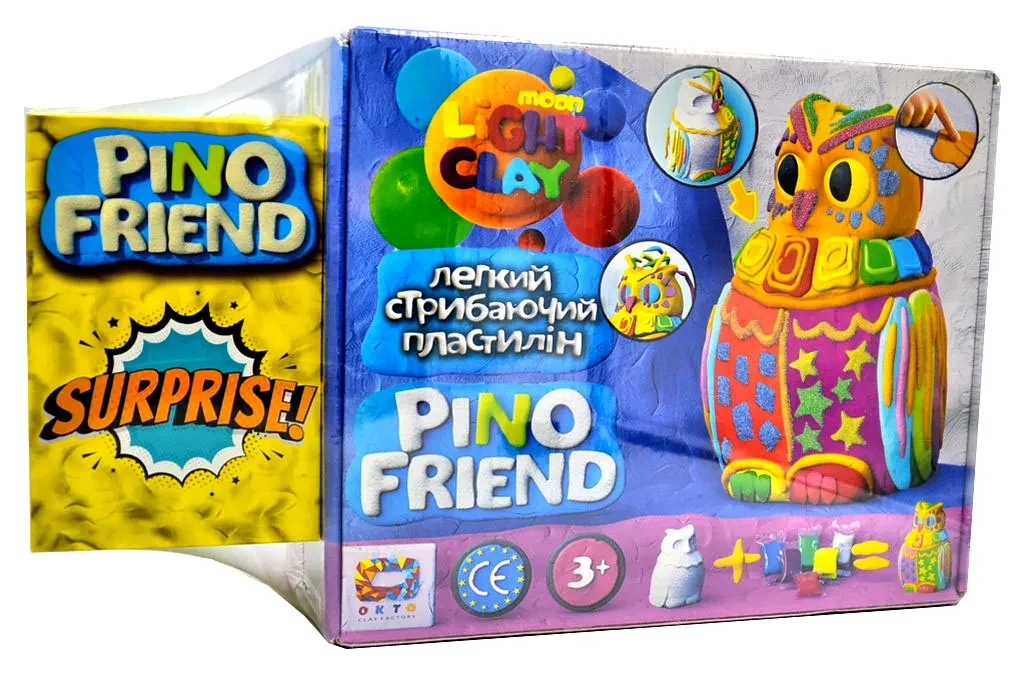 Набір легкого стрибаючого пластиліну Pino Friend Пуффі ТМ Moon light clay 70034 + Сюрприз