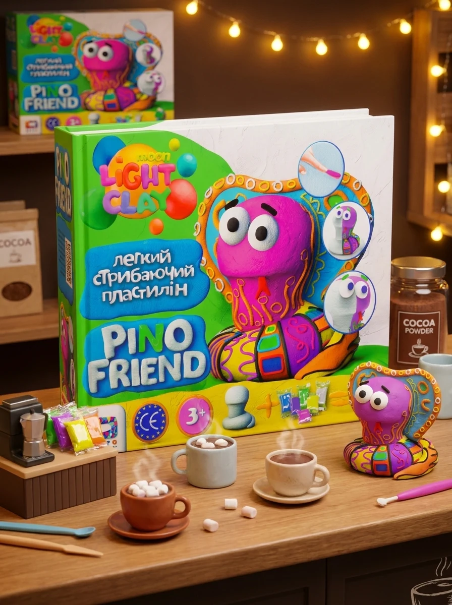 Набір легкого стрибаючого пластиліну Pino Friend Змійка ШЕЙК ТМ Moon light clay 70057, фото 2
