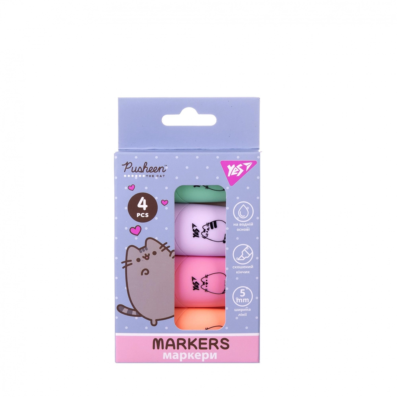Набір текстових маркерів Yes Pusheen 4 шт