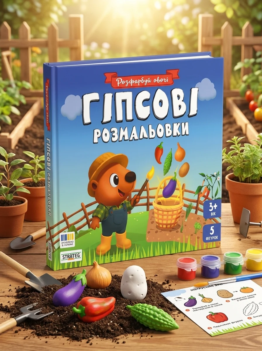 Набрі для творчості Strateg. Гіпсові розмальовки: розфарбуй овочі 31000, обкладинка