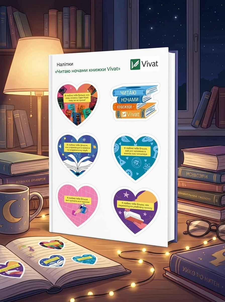 Наліпки «Читаю ночами книжки Vivat» — Художня література