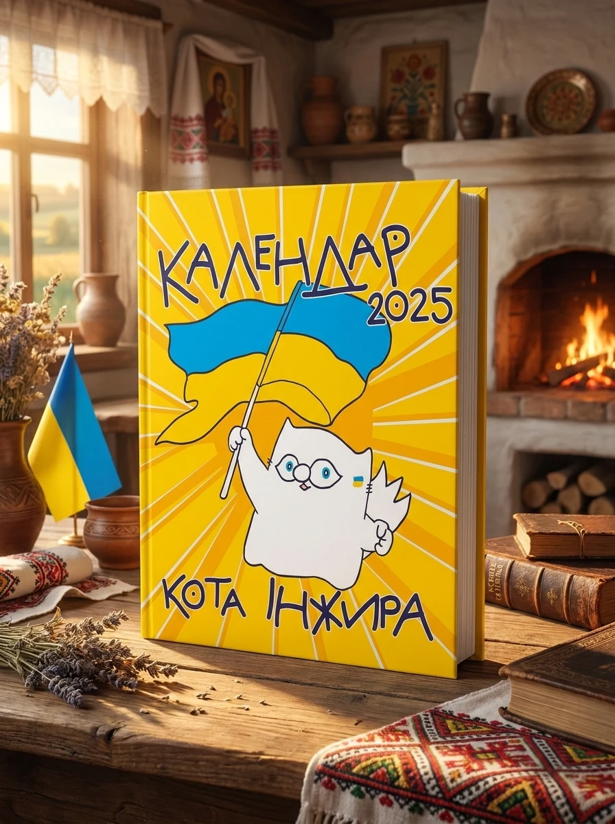 Настінний календар кота Інжира на 2025 рік (патріотичний)