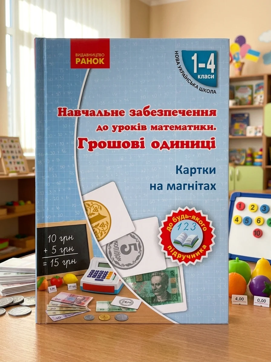 Навчальне забезпечення до уроків математики. Грошові одиниці. Картки на магнітах. 1-4 класи — фото 2
