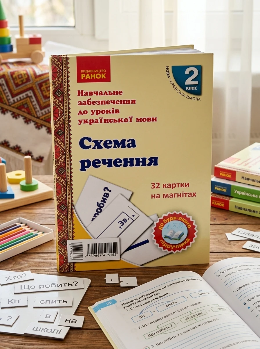 Навчальне забезпечення до уроків української мови. Схема речення. Картки на магнітах. 2 клас — Вивчення мов