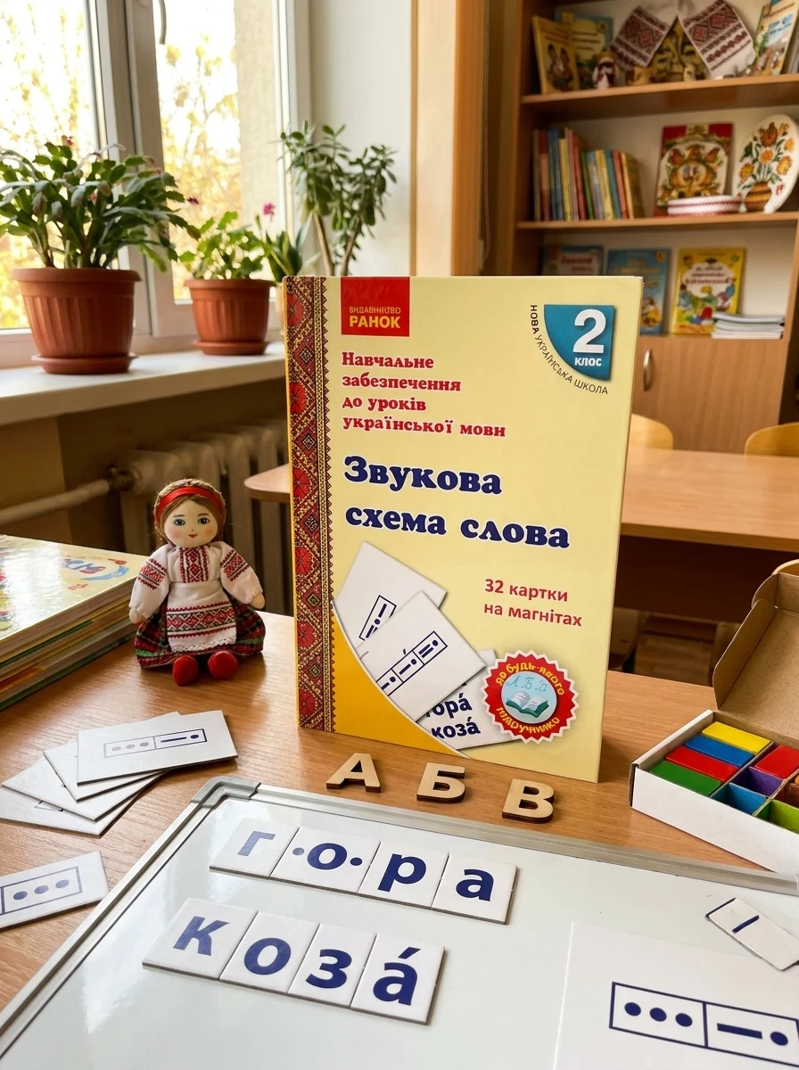Навчальне забезпечення до уроків української мови. Звукова схема слова. Картки на магнітах. 2 клас — Вивчення мов