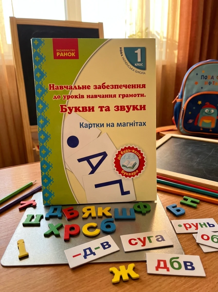 Навчальний набір з навчання грамоти. Букви та звуки. Картки на магнiтах. 1 клас — Дім, сім'я, релігія