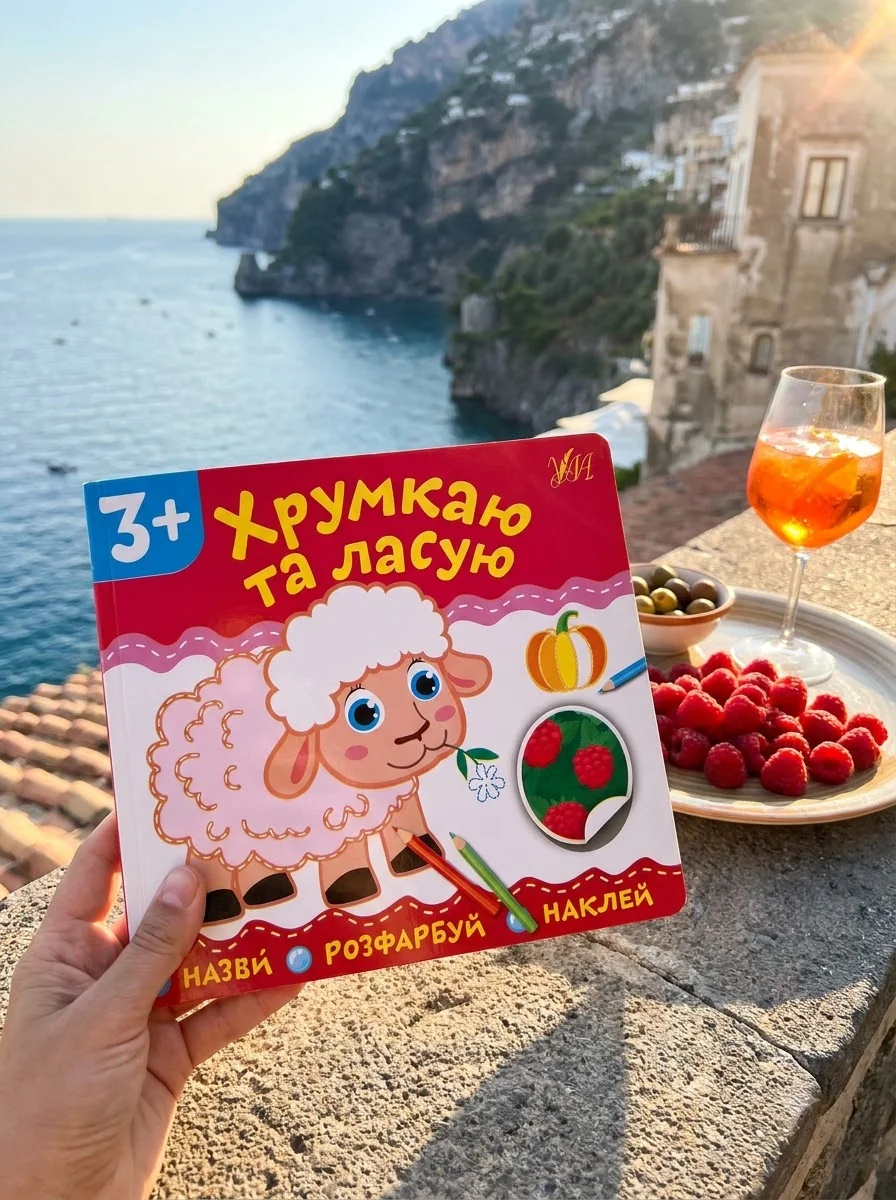 Назви. Розфарбуй. Наклей. Хрумкаю та ласую — Розвивальні книги
