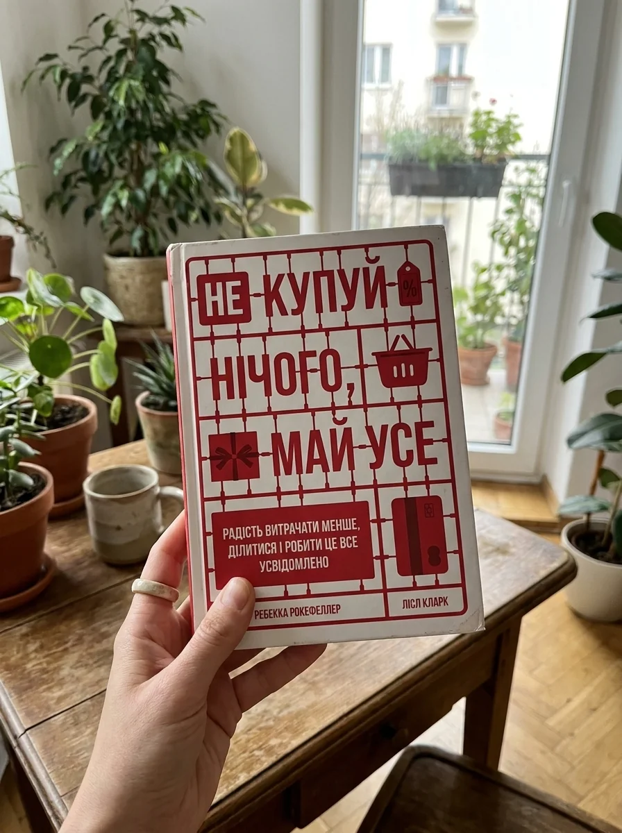 Не купуй нічого, май усе. Радість витрачати менше, ділитися і робити це все усвідомлено — Лісл Кларк, обкладинка