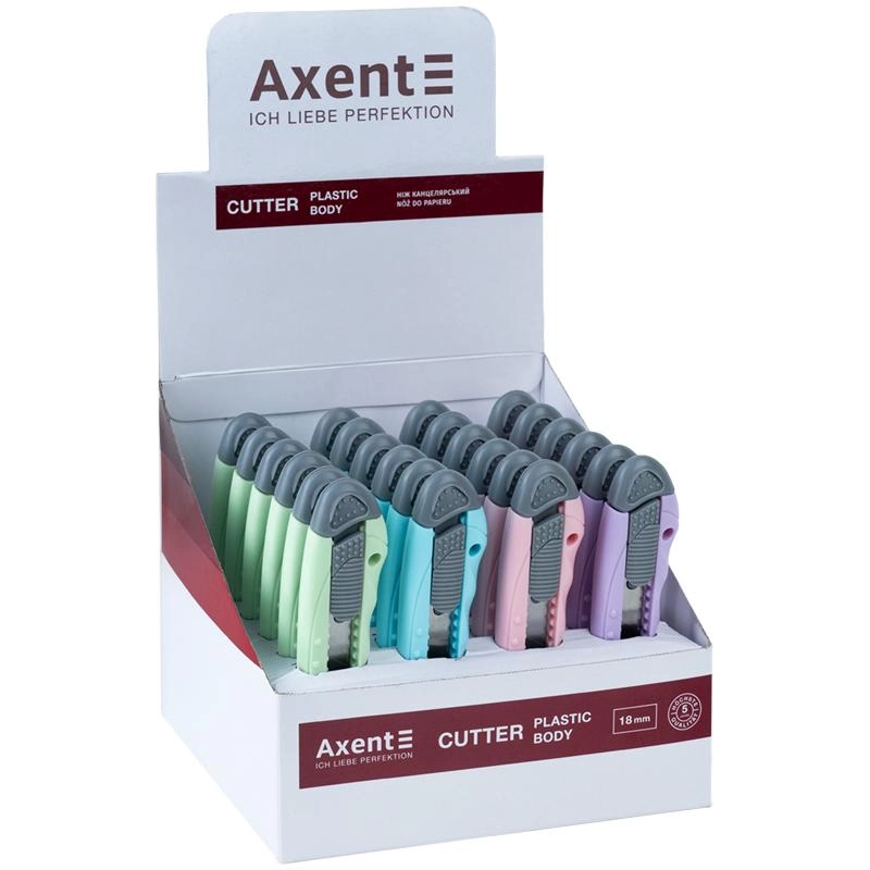 Ніж канцелярський 18мм 6402-А Axent асорті | книга Mirava