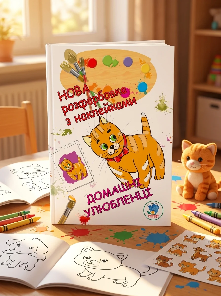 Нова розмальовка з наліпками. Домашні улюбленці, — Дитяча література