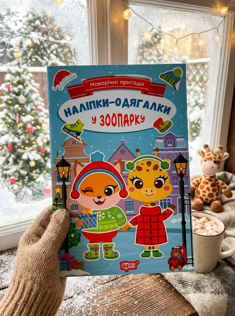Новорічні пригоди. Наліпки-одягалки. У зоопарку — Олена Чхайло, обкладинка