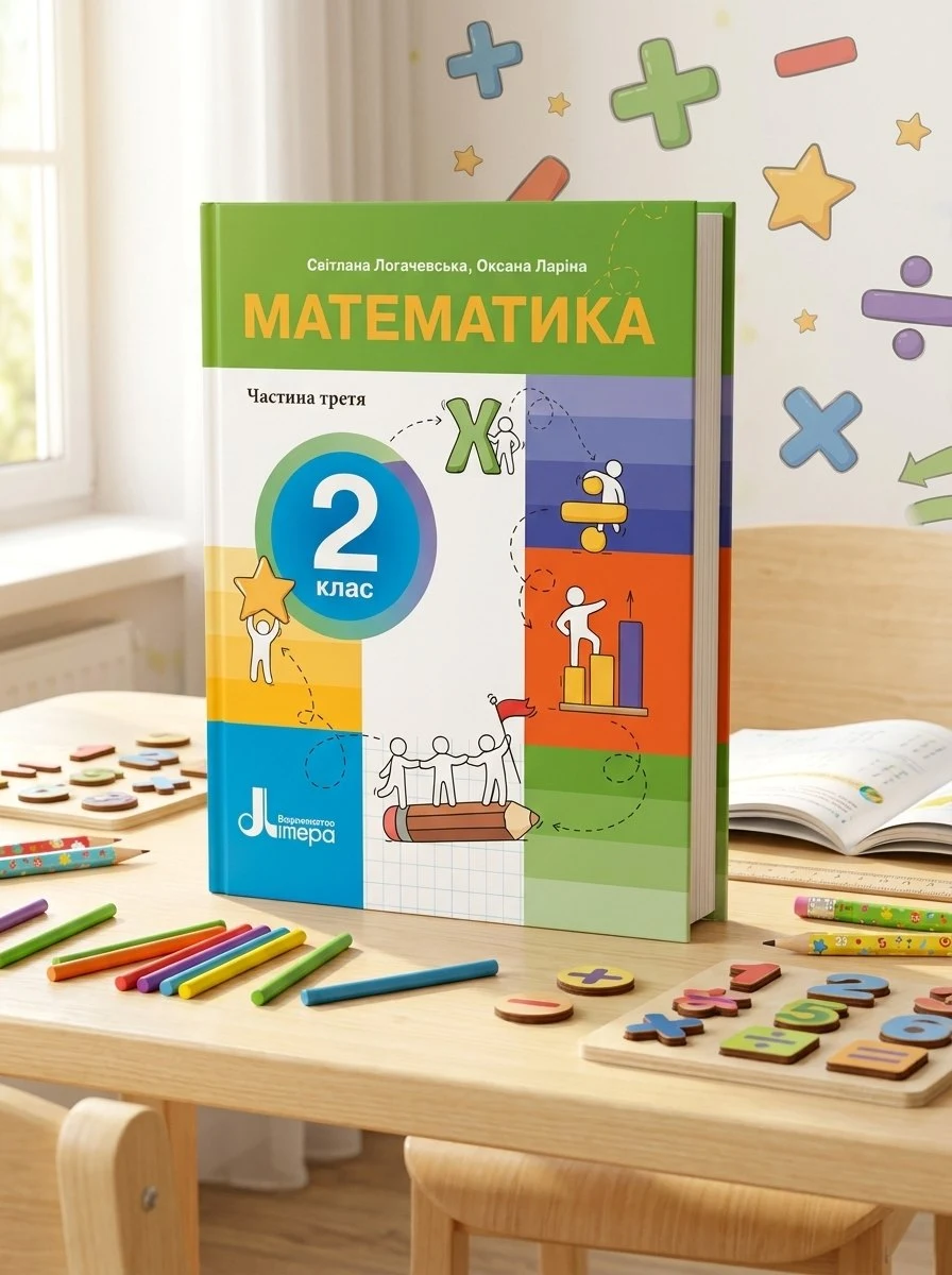 НУШ 2 клас ПОСІБНИК Математика. Комплект з 3-х частин Світлана Логачевська, Оксана Ларіна, обкладинка