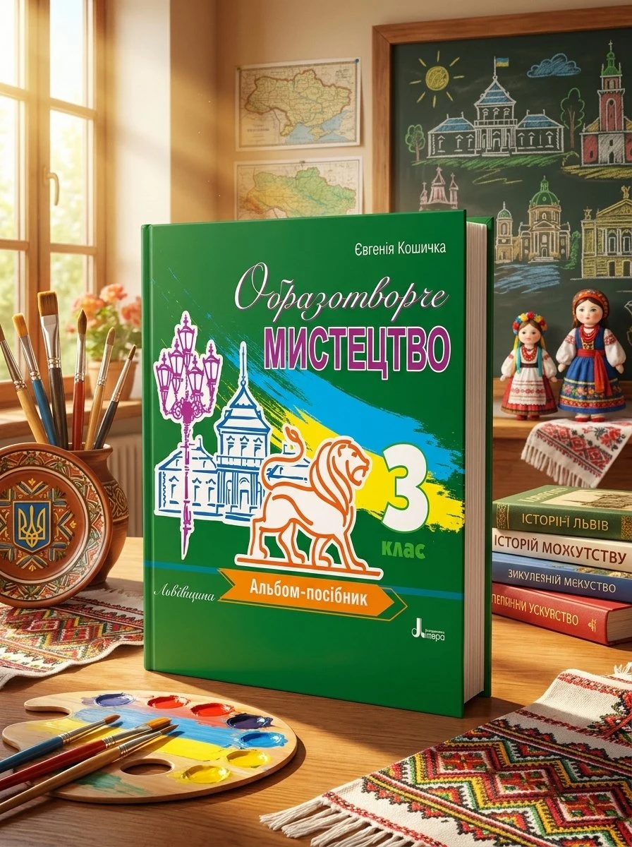 НУШ 3 клас Образотворче мистецтво. Альбом-посібник / ЛЬВІВЩИНА — Євгенія Кошичка, обкладинка