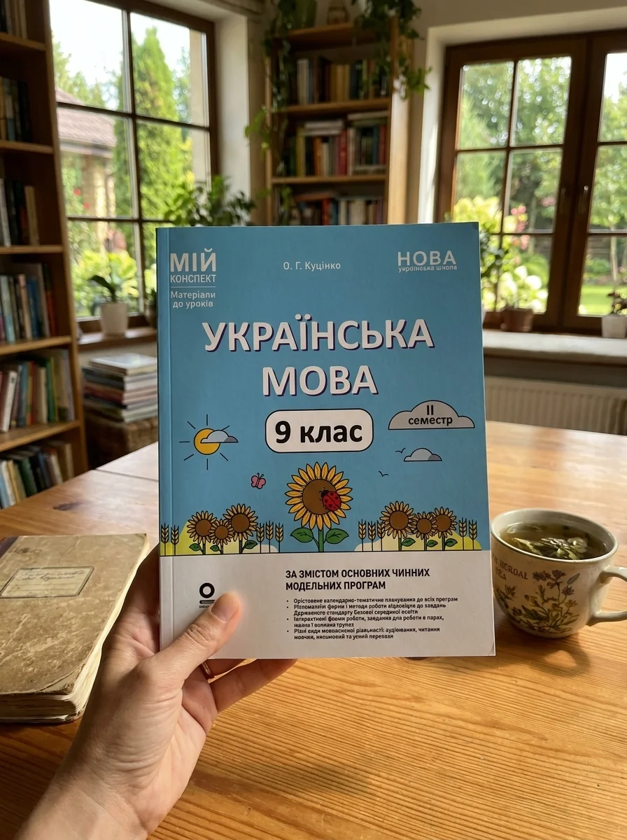 НУШ. Мій конспект. Матеріали до уроків. Українська мова. 9 клас. II семестр — Ольга Куцінко, обкладинка